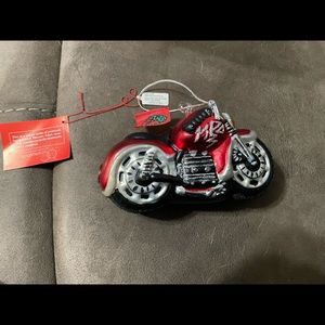 Mercury Glass Hand Painted Motorcycle Christmas Tree Ornament